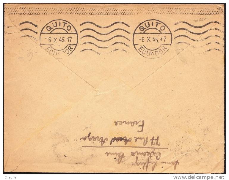 FRANCE 1945 AIRMAIL COVER To Ecuador  [D8702] - Storia Postale