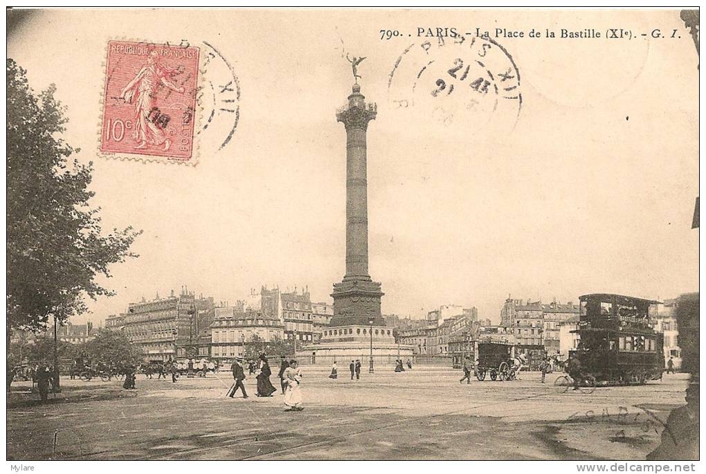 Cpa Paris Place De La Bastille - Arrondissement: 11