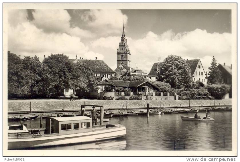 Germany BRD 1952 Picture Postcard Friedrichshaven: Boats On The River - Hausboote