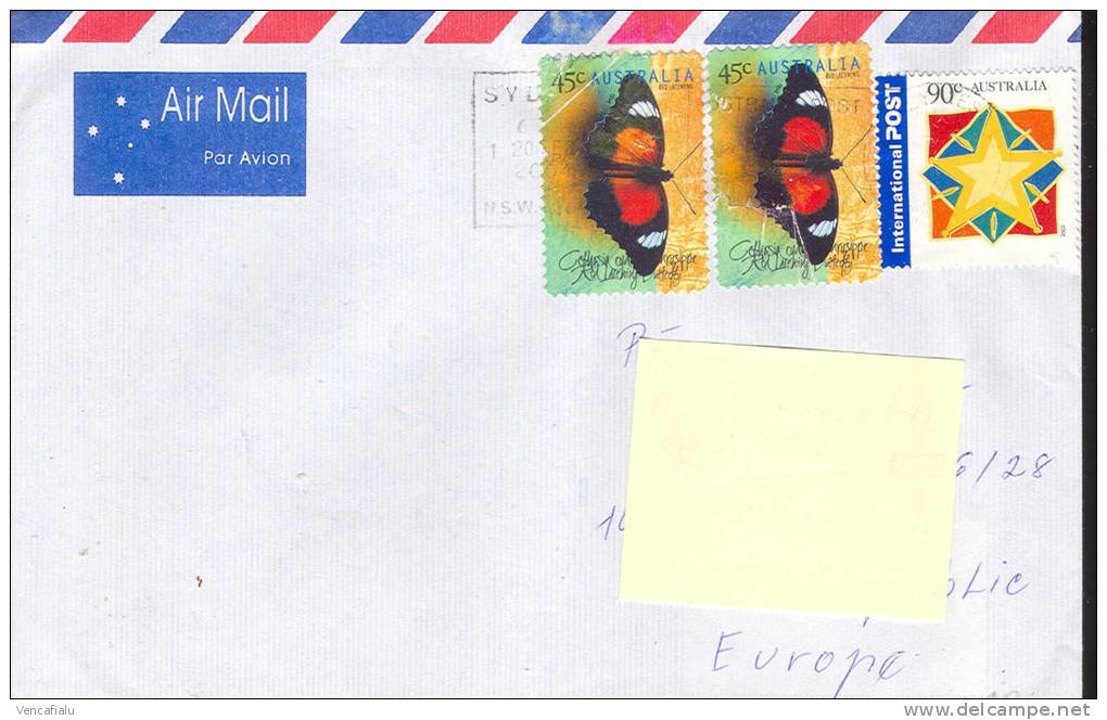 Australia -  Postage Used Air Mail Cover In Czech Republic - Farfalle