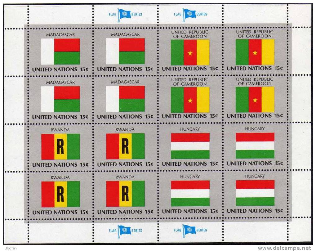 Flagge RWANDA 1980 UNO New York 362, 4-Block Plus Kleinbogen ** 5€ Vereinte Nationen Sheetlet Of UN Flag Of Africa - Nuovi