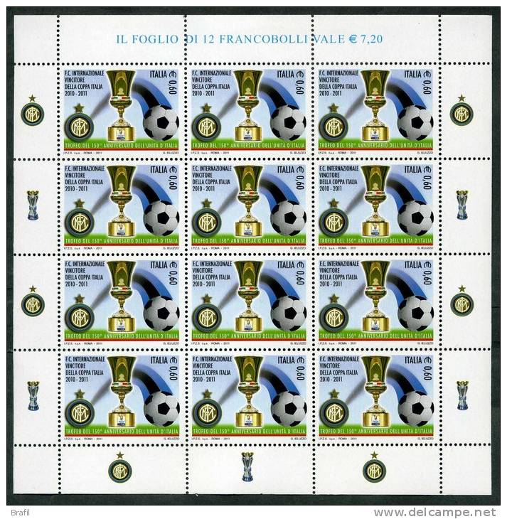 2011 Italia, Inter Coppa Italia Calcio Football Minifoglio, Serie Completa Nuova (**) - 2011-20: Mint/hinged