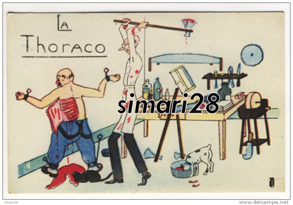 CARTE ILLUSTREE - MEDECIN ET PATIENT - SUR LE THEME "LA THORACO" - ILLUSTRATEUR C. D. - Health