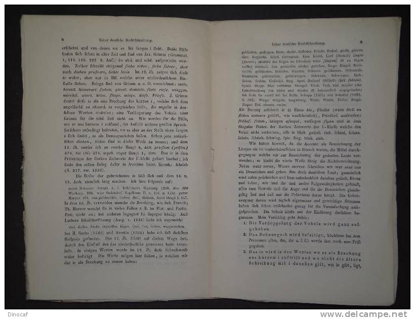 "Ueber Deutsche Rechtschreibung"  Von Karl Weinhold  Gerold, Wien 1852  36 Seiten  Papierumschlag  Größe   22,5 X 15 Cm - Altri & Non Classificati