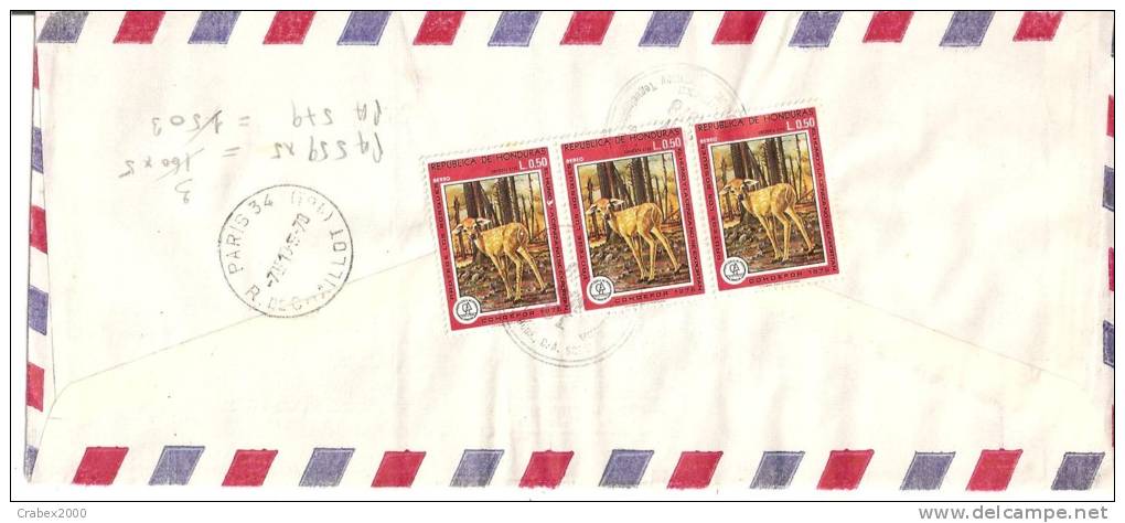 N°PA559X5+PA579 LETTRE   TEGUCIGALPA  Vers      PARIS         Le  09 MAI1978 - Honduras