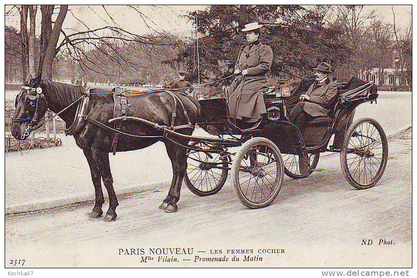 Paris Nouveau (75) Les Femmes Cocher - Mme Vilain - Promenade Du Matin - Transporte Público