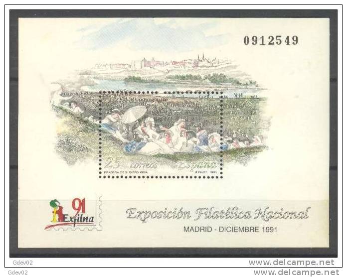 ES3146-LA033TPSO-JA133.Es Paña    Spain Espagne EXPOSICION FILATELICA NACIONAL 91 .EXFILNA.(Ed 3146**)sin Charnela.LUJO - Otros & Sin Clasificación