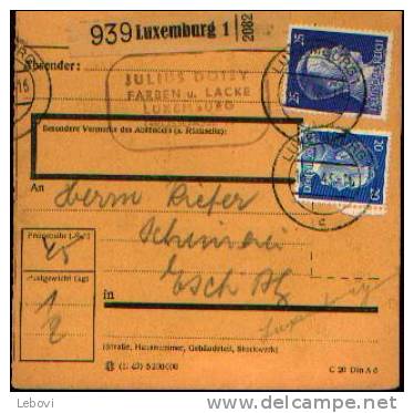 LUXEMBOURG 1 Vers ESCH-SUR-ALZETTE : Etiquette Pour Envoi De Colis (15.07.1943) - 1940-1944 Duitse Bezetting