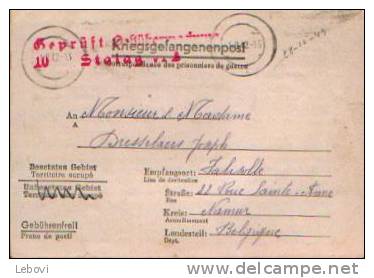 Belgique : Pli Ayant Circulé En Franchise Du Stalag VI D Vers FALISOLLE (24.07.1942) - German Occupation