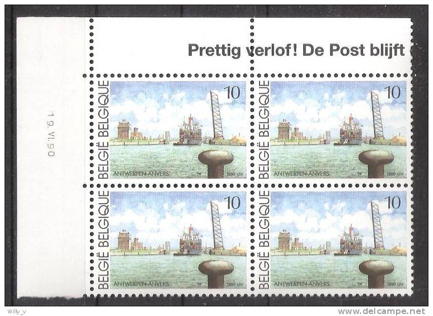 2377 - Toeristische Uitgifte - 1990 - Blok Van 4 Met Drukdatum - Dated Corners