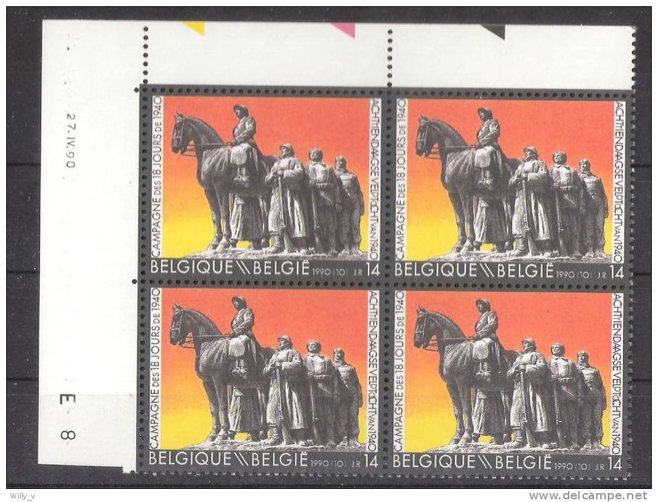 2369 - 18 Daagse Veldtocht Van 1940 - 1990 - Blok Van 4 Met Drukdatum - Esquinas Fechadas