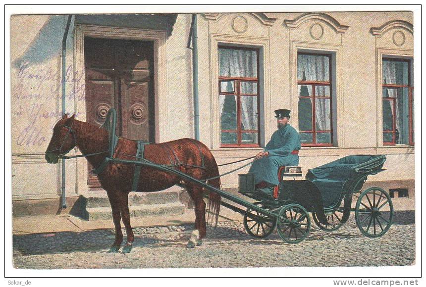 AK Russe Mit Pferdekutsche, Feldpost 1915, Types Russes - Europe