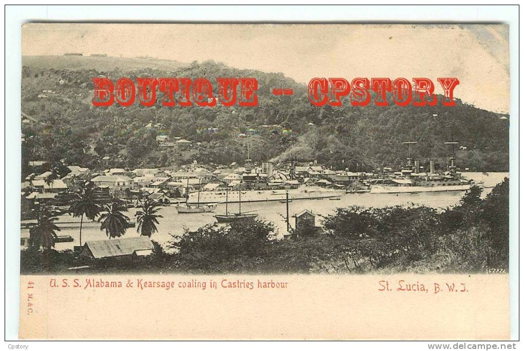 St LUCIA - U S S Alabama & Kearsage Coaling In Castries Harbour - Sainte Lucie - Bateau Paquebot Port - St. Lucia