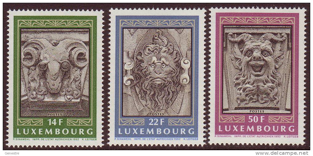 Luxembourg - 1992 - Y&T 1249 à 1251 ** (MNH) - Mascarons - Unused Stamps