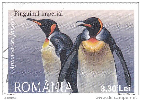 Antarctica Emperor Penguin(Manchot Empereur) Habitat, Romania Stamp Used. - Pingouins & Manchots