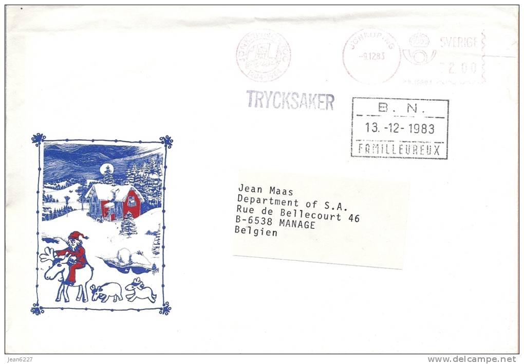 Lettre Avec Empreinte Machine (EMA) - Jönköping - 9.12.83 - Santa Claus - Autres & Non Classés