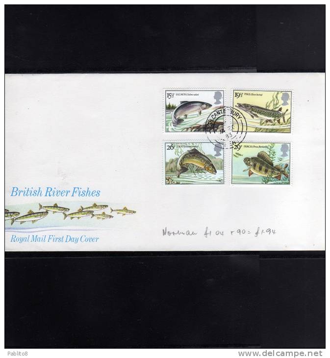 GREAT BRITAIN - GRAN BRETAGNA 1983 RIVER FISHES FDC - 1981-1990 Decimal Issues