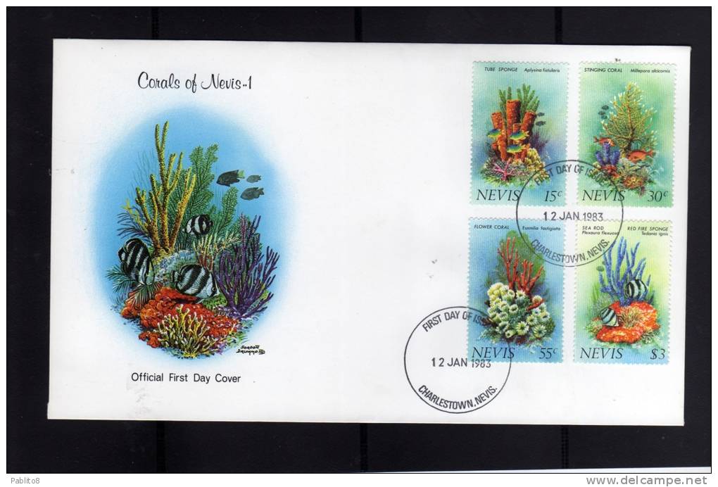 NEVIS 1983 CORALS - CORALLI FDC - St.Kitts And Nevis ( 1983-...)