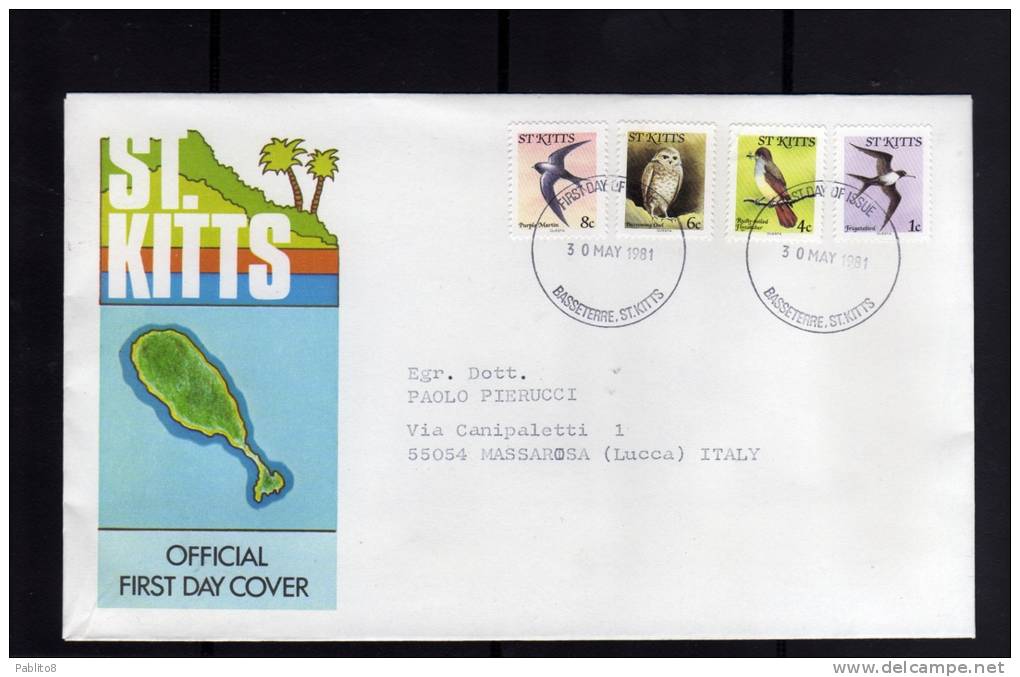 ST. KITTS 1981 BIRDS FDC ENTER TO SEE THE OTHERS SCAN - St.Kitts Und Nevis ( 1983-...)