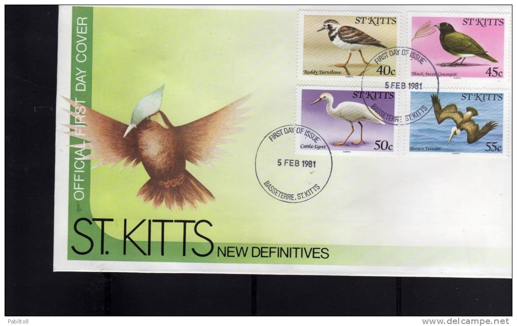 ST. KITTS 1981 BIRDS FDC ENTER TO SEE THE OTHERS SCAN - St.Kitts En Nevis ( 1983-...)