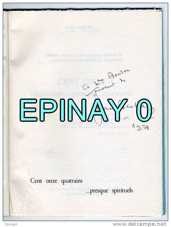 RARE - JEAN BERTHET - 111 QUATRAINS - Illustree Par JEAN EFFEL(Nbr 3)  PEYNET (Nbr 2) Et PIEM - Dédicacé Par L'auteur - Auteurs Français