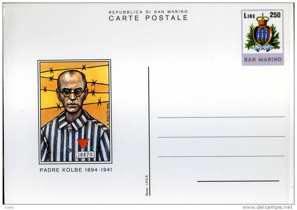 INTERO POSTALE SAN MARINO PADRE KOLBE 1982 L 250 - Entiers Postaux