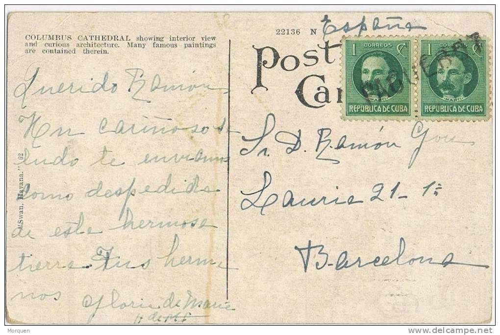 Postal HABANA (Cuba) 1927. Paquebot. Correo Maritimo - Lettres & Documents