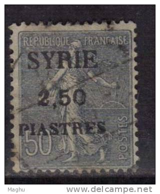 OPt., Syria Used 1924, 2.50p On 50c Blue - Gebraucht