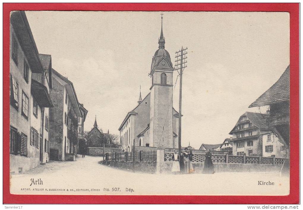 ARTH, STRASSENANSICHT MIT KIRCHE, LICHTDRUCK, 1897 / 1905 - Arth