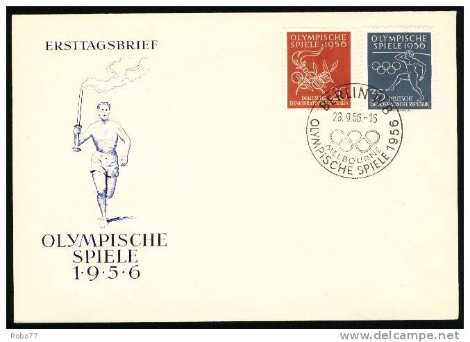 1956 DDR FDC Cover. Berlin 28.9.56. Melbourne Olympische Spiele 1956. (V01303) - Summer 1956: Melbourne