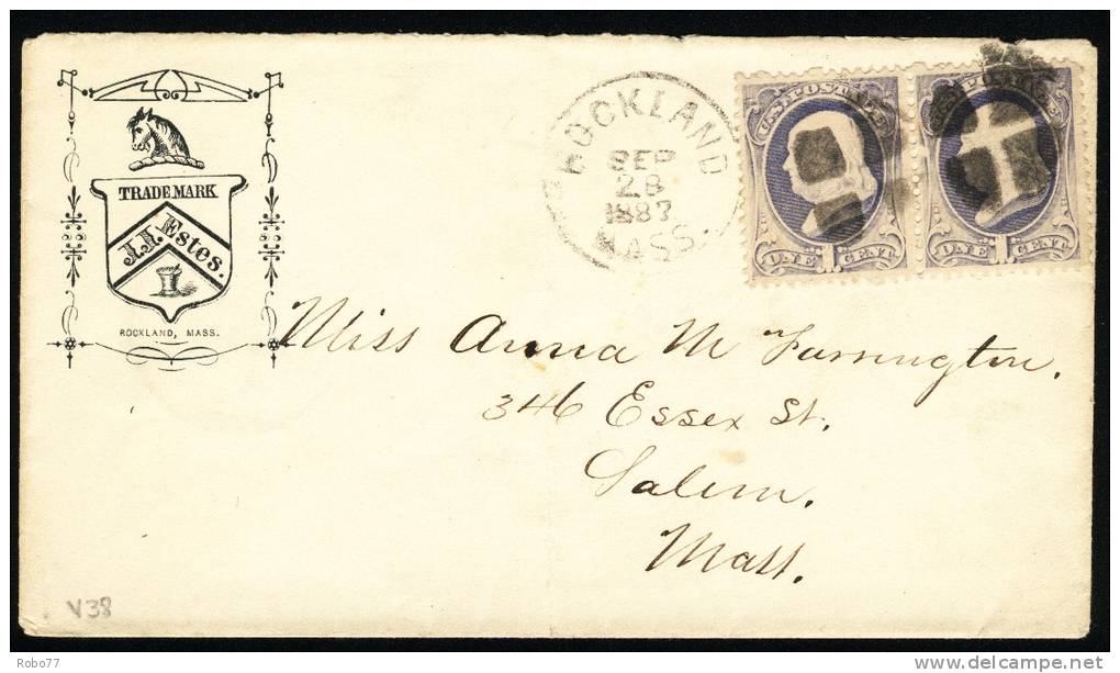 1887 USA Cover. Pharmacy, Druggist, Pharmaceutics, Chemist, Horse. Rockland Sep.28.1887. (Zb05031) - Farmacia