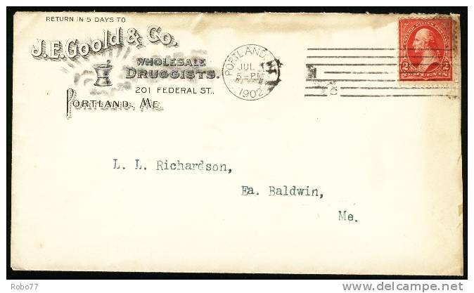 1902 USA Cover. Pharmacy, Druggist, Pharmaceutics, Chemist. Portland Jul.5.1902. (Zb05044) - Farmacia