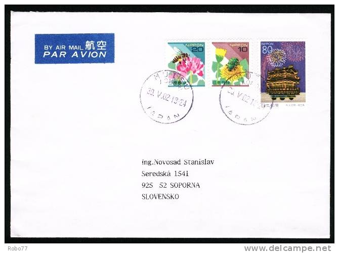 2002 Japan Cover Sent To Slovakia. Honeybee. (Zb07018) - Honeybees