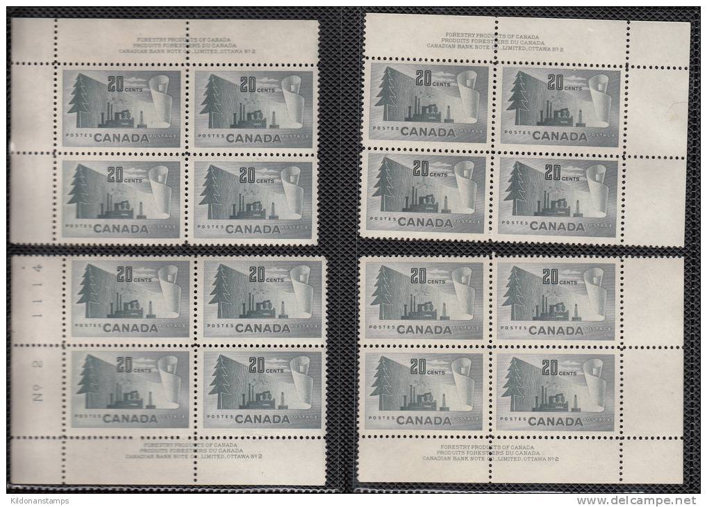 Canada 1952 Forestry Mint No Hinge (see Desc), Corner Blocks #2 Sc# 316 - Ongebruikt