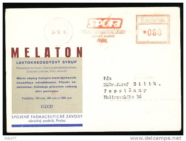 1950 Czechoslovakia Postal Card. Pharmacy, Druggist, Chemist, Pharmaceutics. Praha 21, 24.10.50. (Zb05111) - Apotheek