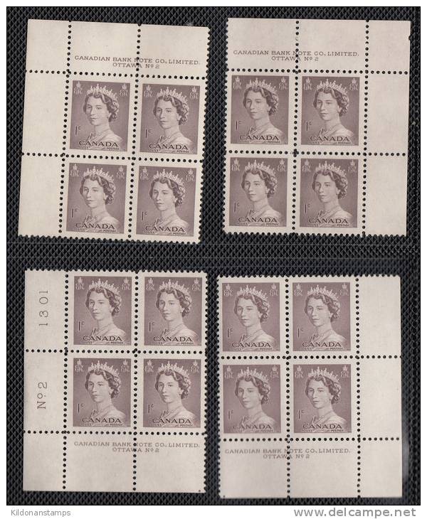 Canada 1953 Mint No Hinge (see Desc), Corners Plate #2,4,1,5,1 Sc# 325-329 - Unused Stamps