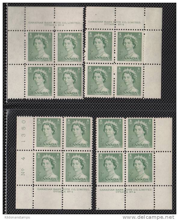 Canada 1953 Mint No Hinge (see Desc), Corners Plate #2,4,1,5,1 Sc# 325-329 - Unused Stamps