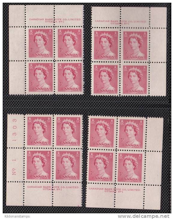 Canada 1953 Mint No Hinge (see Desc), Corners Plate #2,4,1,5,1 Sc# 325-329 - Unused Stamps