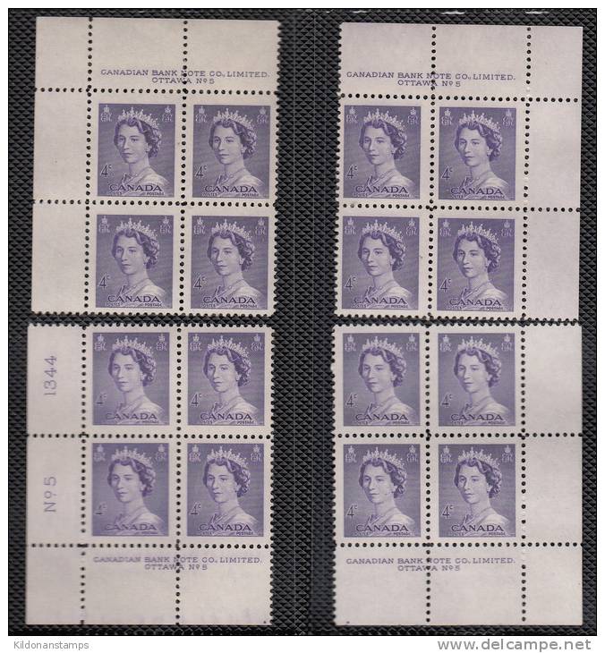 Canada 1953 Mint No Hinge (see Desc), Corners Plate #2,4,1,5,1 Sc# 325-329 - Ungebraucht