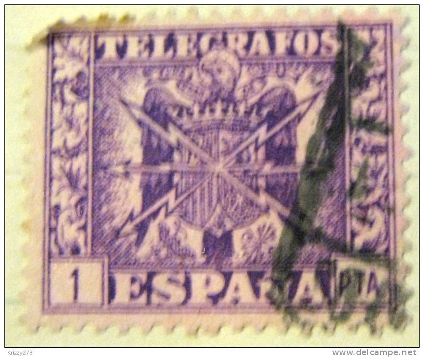 Spain 1940 Telegraph Stamp 1p - Used - Telegramas