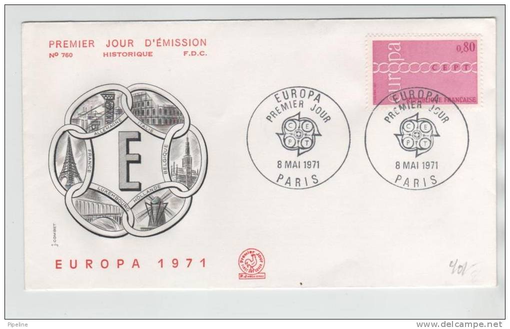 France FDC 8-5-1971 EUROPA CEPT On Cover With Cachet Not Complete - 1971