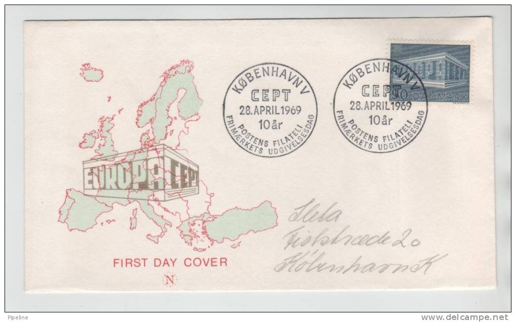 Denmark FDC 28-4-1969 EUROPA CEPT 10th Anniversary With Cachet - 1969