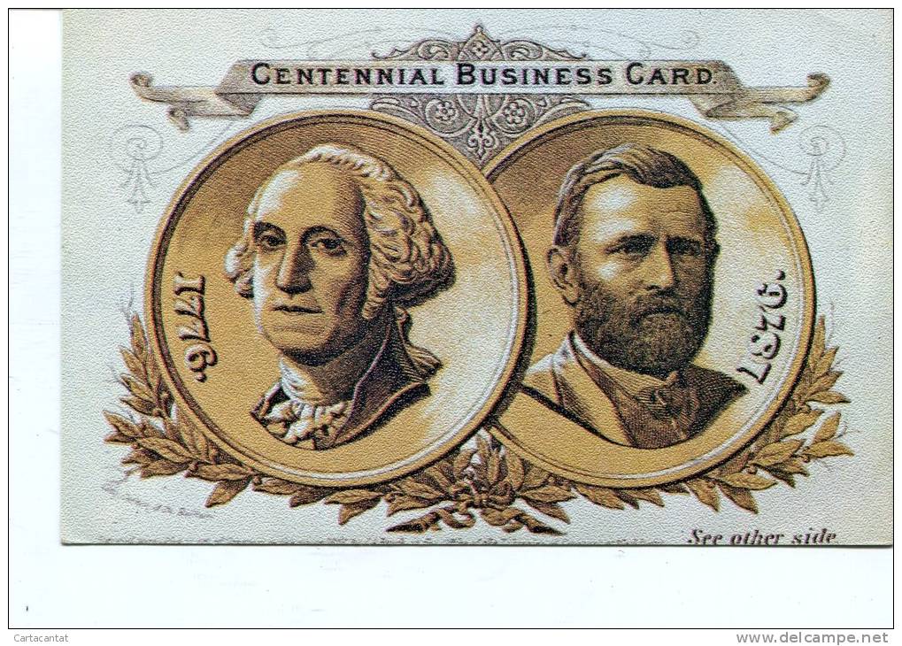 CARTOLINA - RIPRODUZIONE DI UNA BUSINESS CARD USATA DURANTE IL CENTENARIO DELLE NAZIONI DEL 1876 IN U.S.A. - Monete (rappresentazioni)