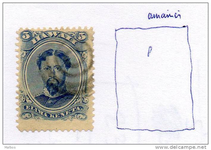 HAWAII  1864 (o) Defect SCOTT# 32 - Blue - P12 - Hawaii