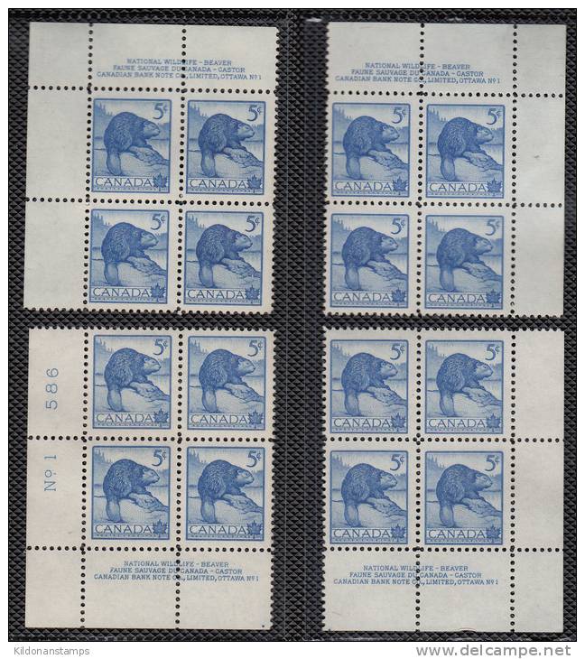 Canada 1954 Mint No Hinge (see Desc), Corners Plate #1 Sc# 335-336 - Neufs