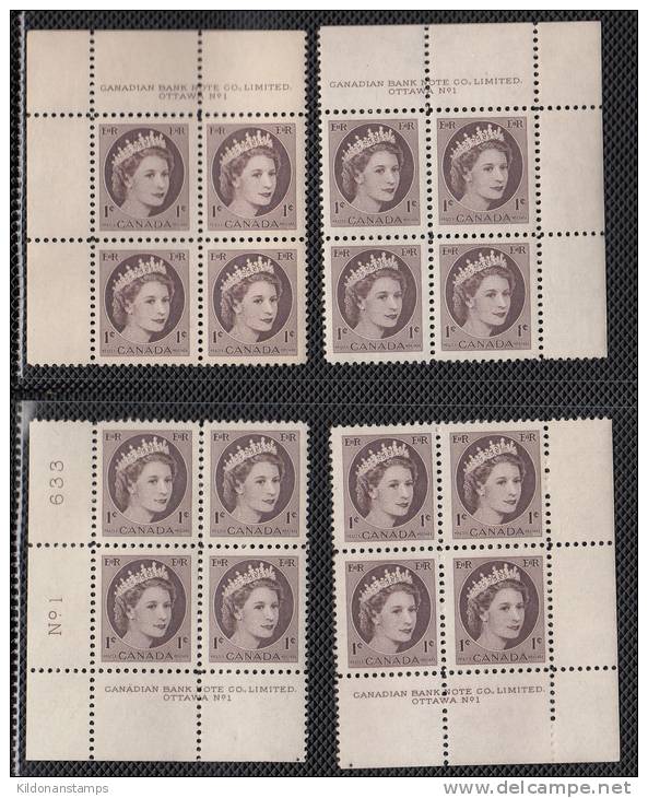 Canada 1954 Mint No Hinge (see Desc), Corners Plate #1,2,2,6,2,2,2 Sc# 337-343 - Ungebraucht