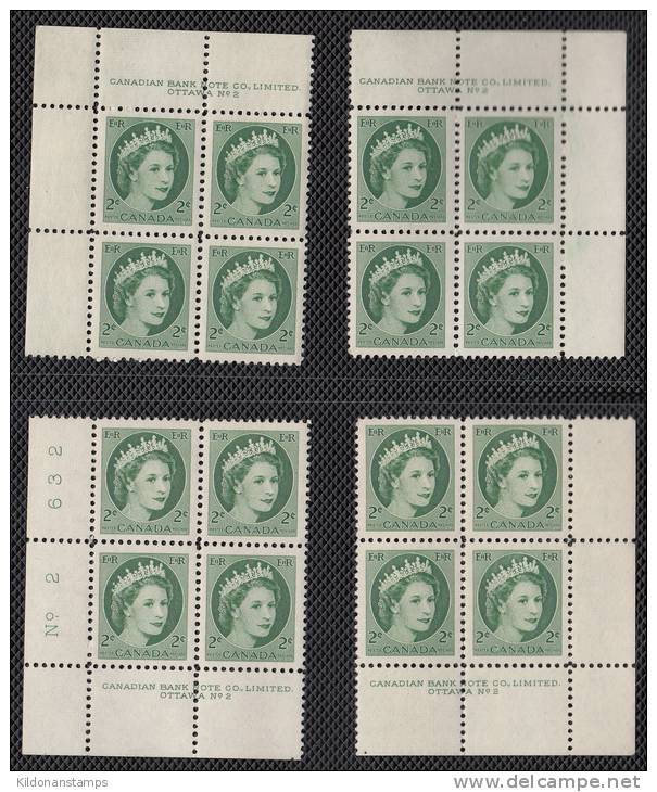 Canada 1954 Mint No Hinge (see Desc), Corners Plate #1,2,2,6,2,2,2 Sc# 337-343 - Nuovi