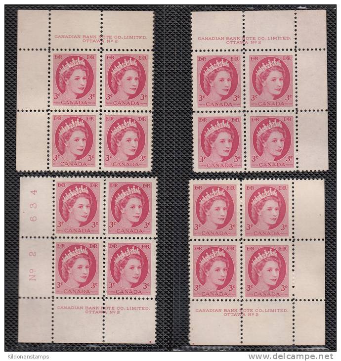 Canada 1954 Mint No Hinge (see Desc), Corners Plate #1,2,2,6,2,2,2 Sc# 337-343 - Unused Stamps