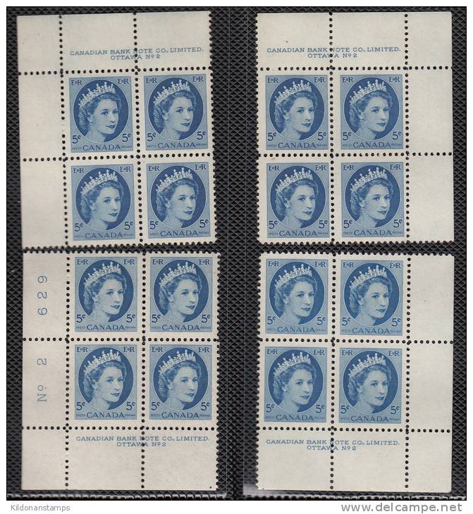 Canada 1954 Mint No Hinge (see Desc), Corners Plate #1,2,2,6,2,2,2 Sc# 337-343 - Ungebraucht