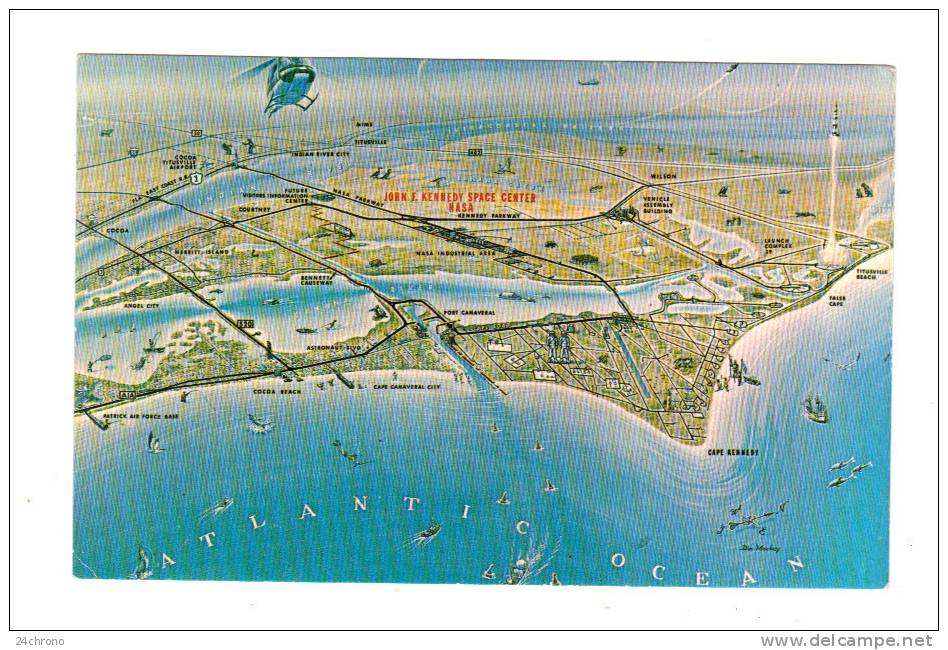 Etats Unis: Florida, Orlando, Artist Concept Of Nasa's John F. Kennedy Space Center, Cape Kennedy And Neighboring Cities - Orlando